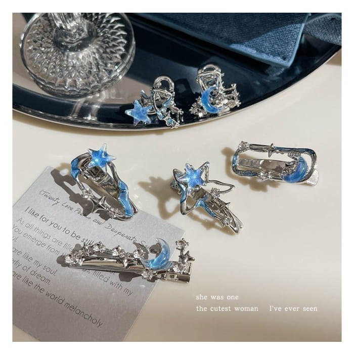 Moon & Star Alloy Hair Clip / Clamp