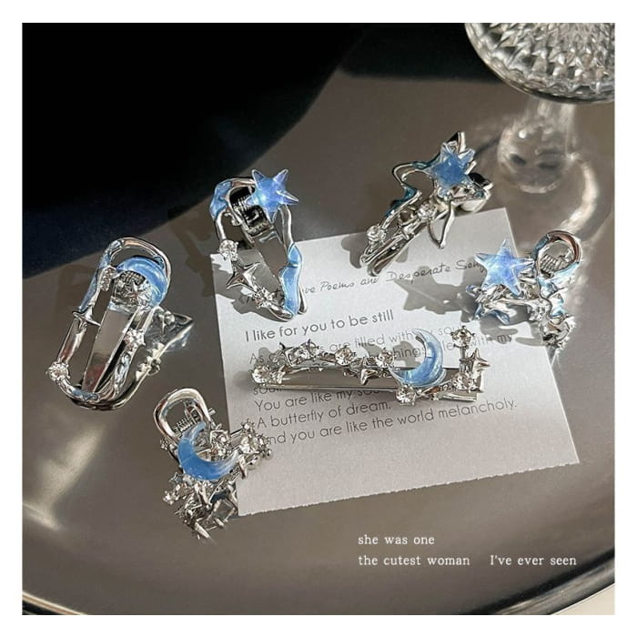 Moon & Star Alloy Hair Clip / Clamp