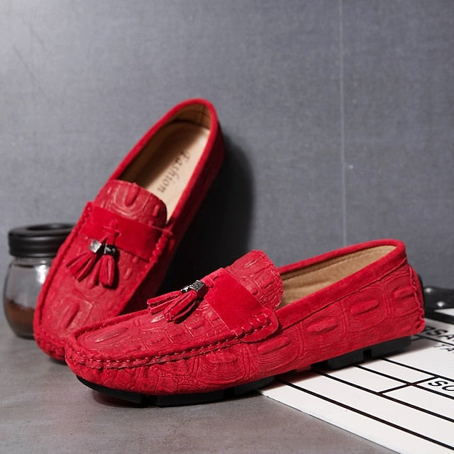 Brown Tassel Men's and Loafers Faux with Suede Detail