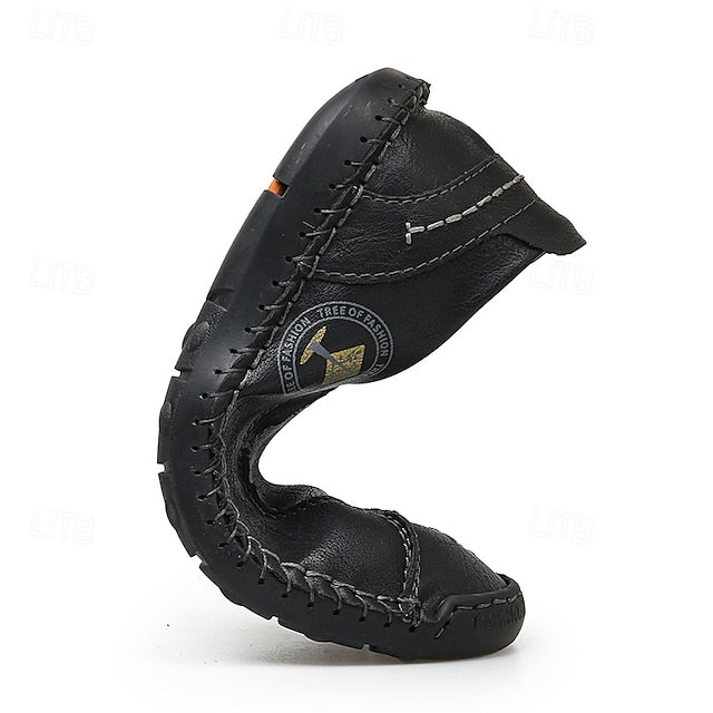 Beige Faux Leather Handmade – Men's Genuine Moccasins