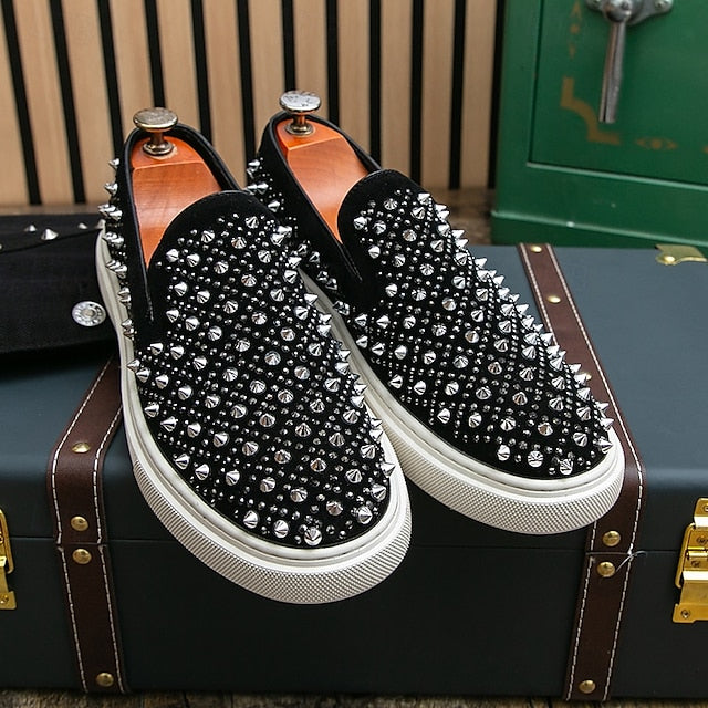 Black Detailing - Shoes Elegant with Pearl Men's Slip-On