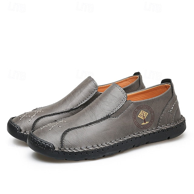 Beige Faux Leather Handmade – Men's Genuine Moccasins