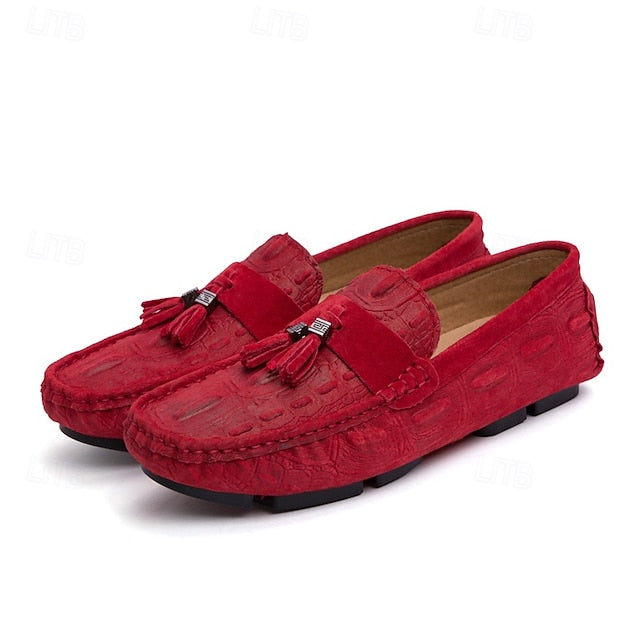 Brown Tassel Men's and Loafers Faux with Suede Detail