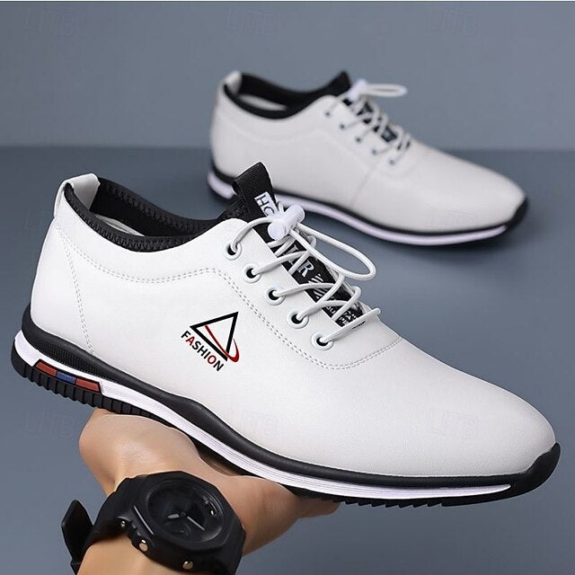 Black Lace-Up and Sports – Sneakers White Trendy Men's