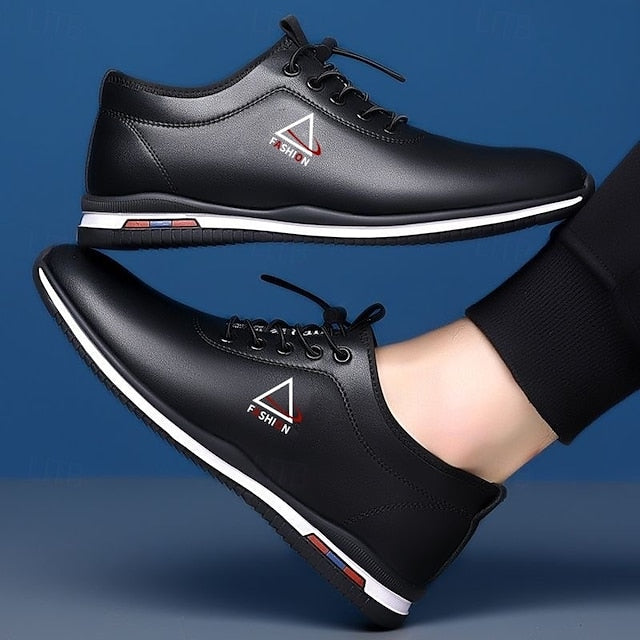 Black Lace-Up and Sports – Sneakers White Trendy Men's