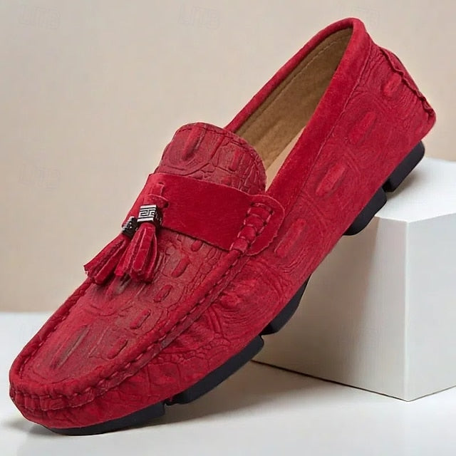 Brown Tassel Men's and Loafers Faux with Suede Detail