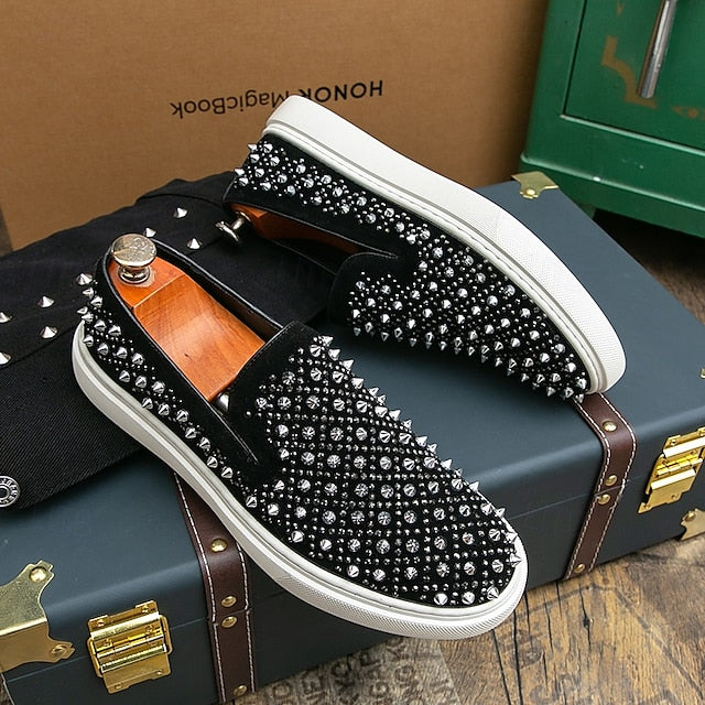 Black Detailing - Shoes Elegant with Pearl Men's Slip-On