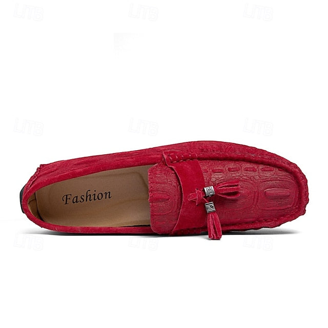 Brown Tassel Men's and Loafers Faux with Suede Detail