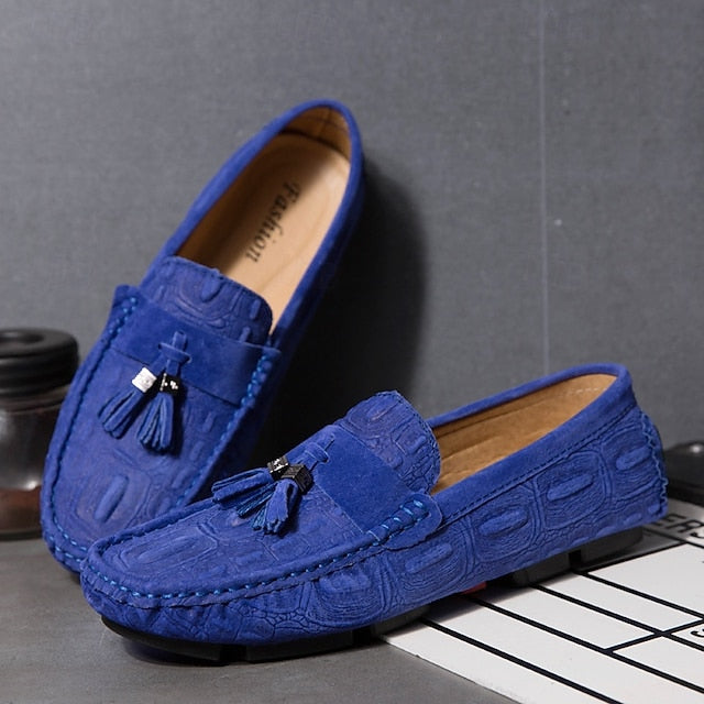 Brown Tassel Men's and Loafers Faux with Suede Detail