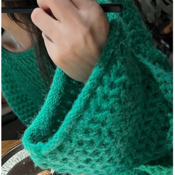 Oversized Crochet-Knit Sweater in 5 Colors - Green
