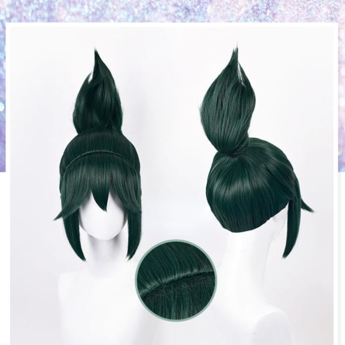 Overwatch Kiriko Green Cosplay Wig ON713 - F / Wig+hairnet