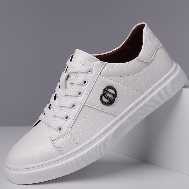 Sneakers Faux with Pattern Leather Men's Crocodile Burgundy