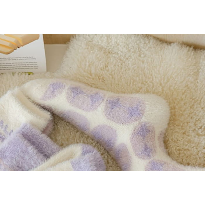 Patterned Fluffy Short Socks Set