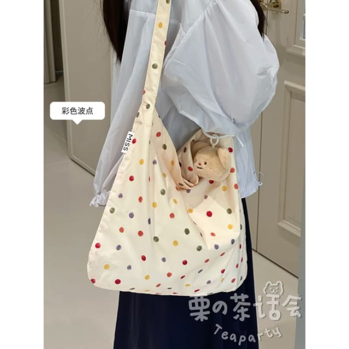 Patterned Tote Bag / Charm / Set - With Bear Head