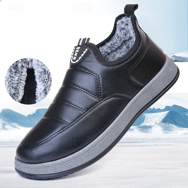 Fleece Slip-Ons Men's Boots lined Winter PU Loafers