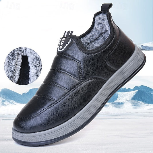 Fleece Slip-Ons Men's Boots lined Winter PU Loafers