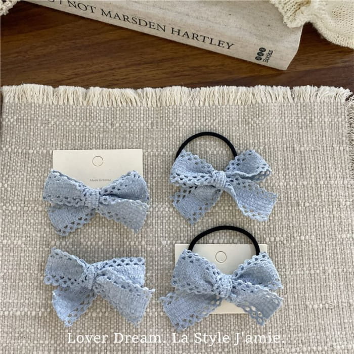 Perforated Plain Bow Hair Clip / Tie