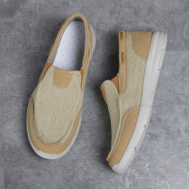 Slip-On Beige Lightweight – Men's Loafers Canvas