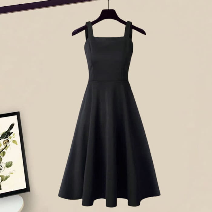 Pink Boho Tassel Shawl Wrap Slip Dress - Black / M