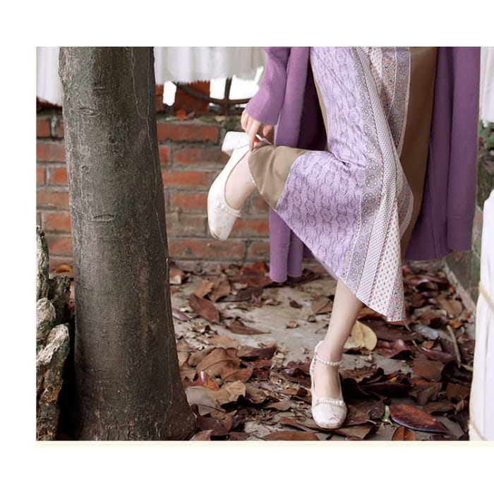 Plain Crop Cami Top / Long Cardigan / High Waist Striped