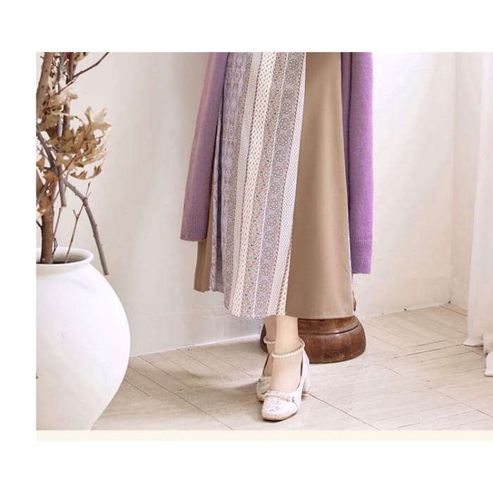 Plain Crop Cami Top / Long Cardigan / High Waist Striped