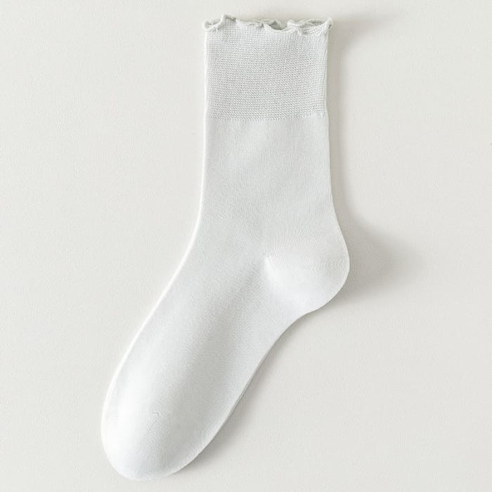 Plain Lettuce Edge Socks Set