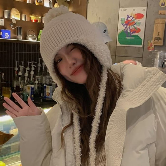 Plain Pom Earflap Hat