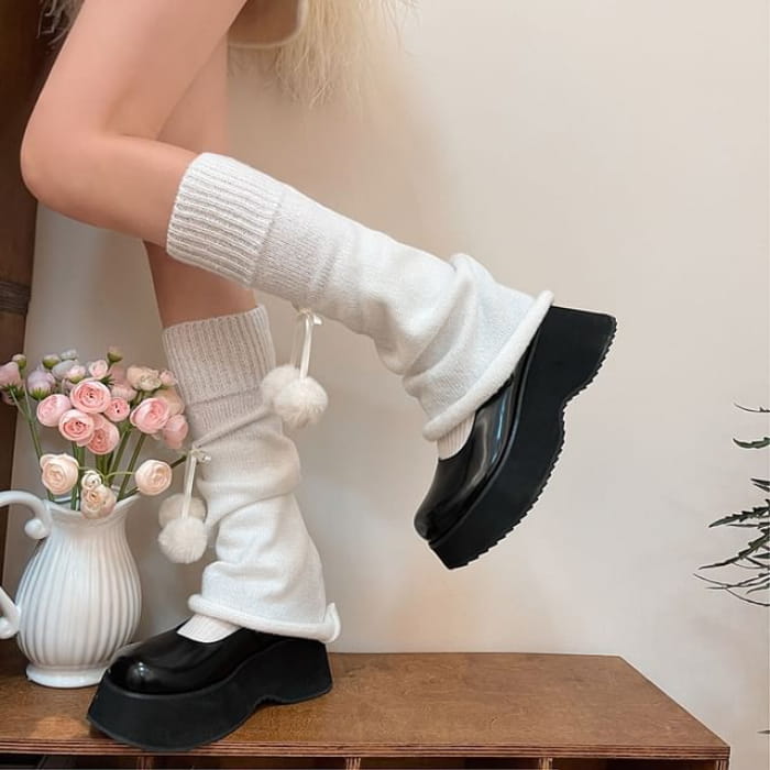 Plain Pom Leg Warmers