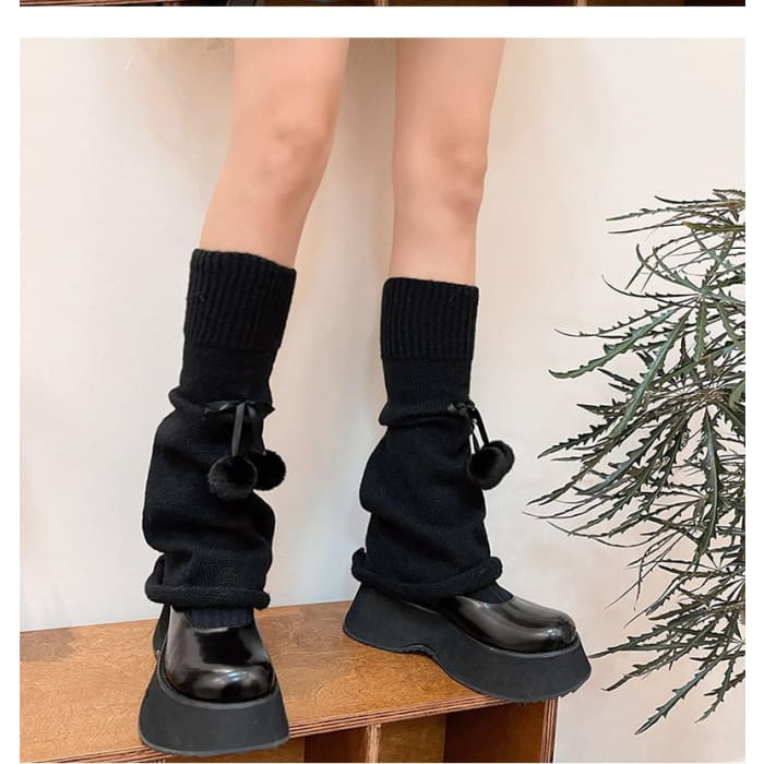 Plain Pom Leg Warmers
