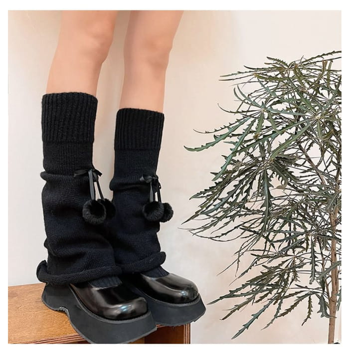 Plain Pom Leg Warmers
