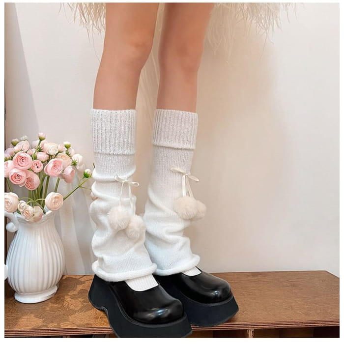 Plain Pom Leg Warmers