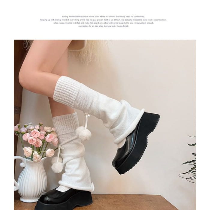 Plain Pom Leg Warmers