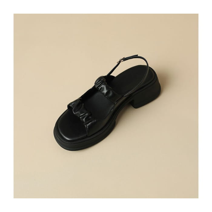 Platform Block Heel Plain Sandals