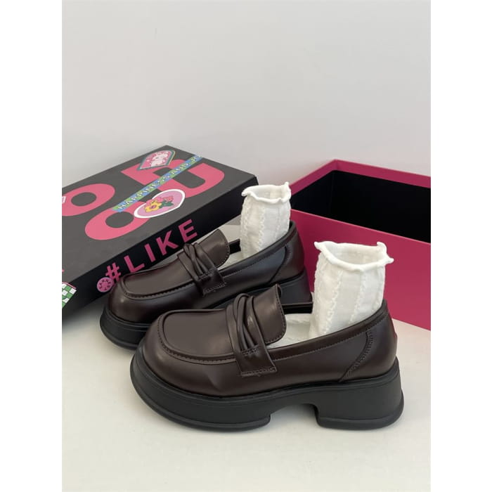 Platform Plain Faux Leather Loafers