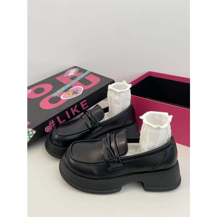 Platform Plain Faux Leather Loafers