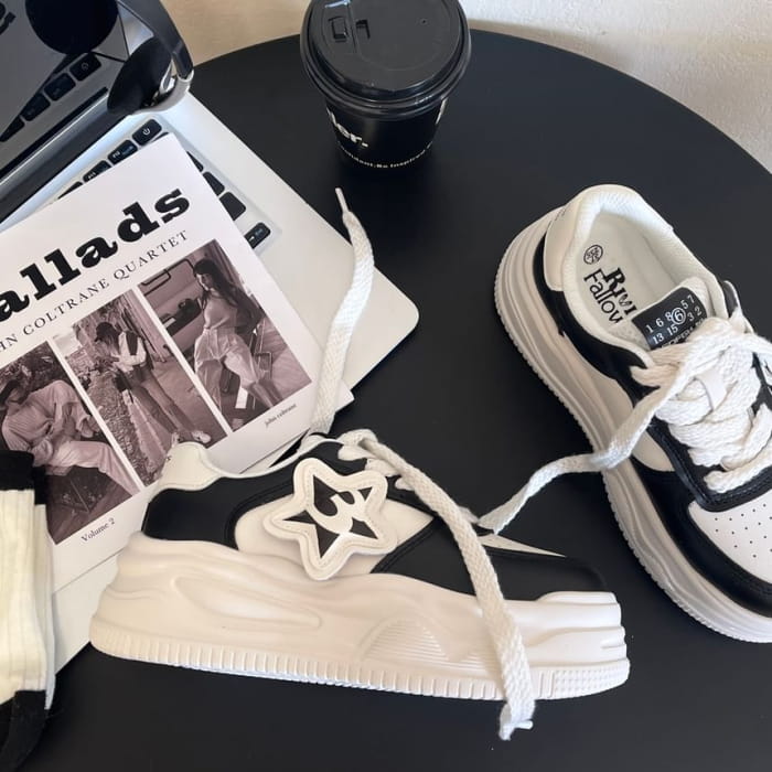 Platform Star Applique Panel Sneakers
