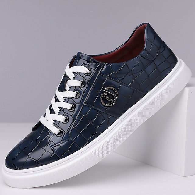 Sneakers Faux with Pattern Leather Men's Crocodile Burgundy