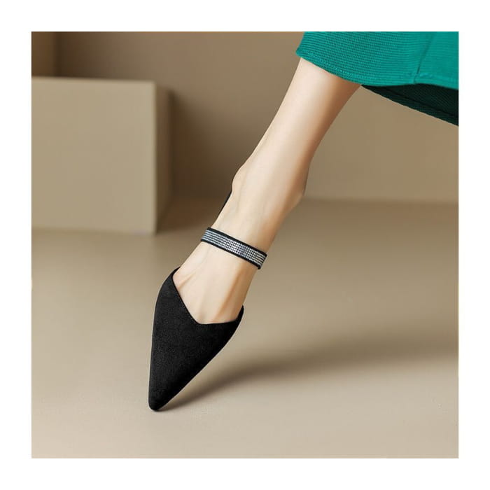Pointy Rhinestone Mules