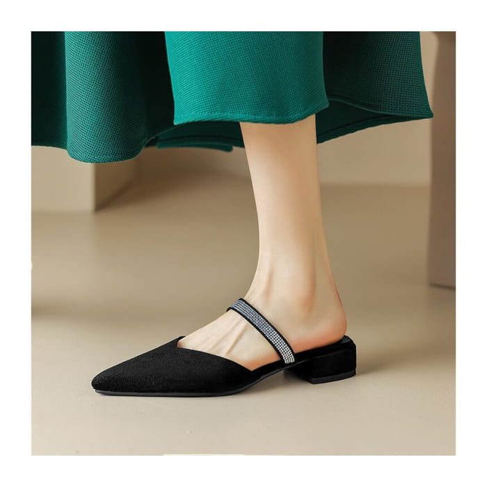 Pointy Rhinestone Mules