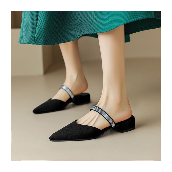 Pointy Rhinestone Mules