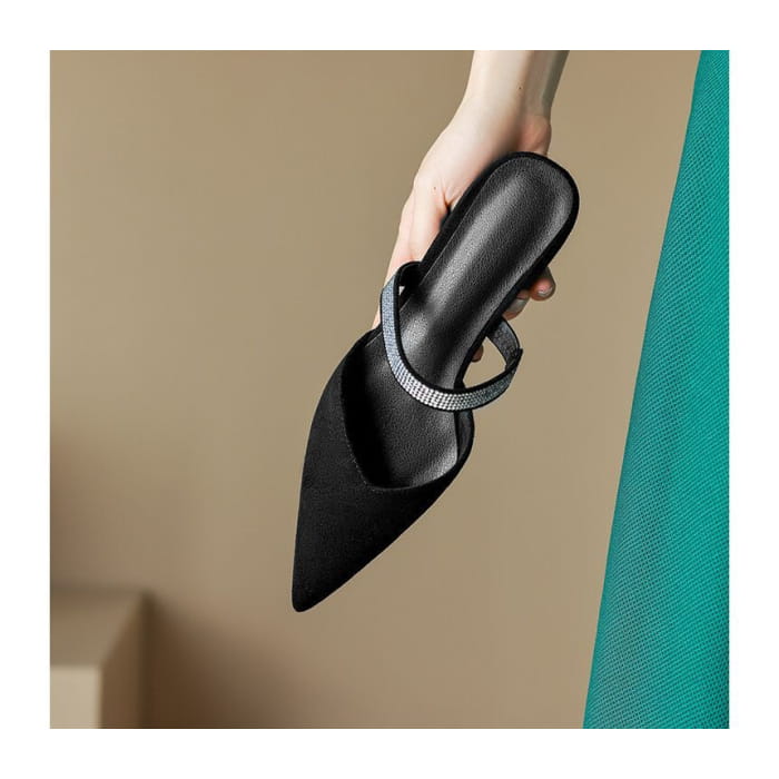 Pointy Rhinestone Mules