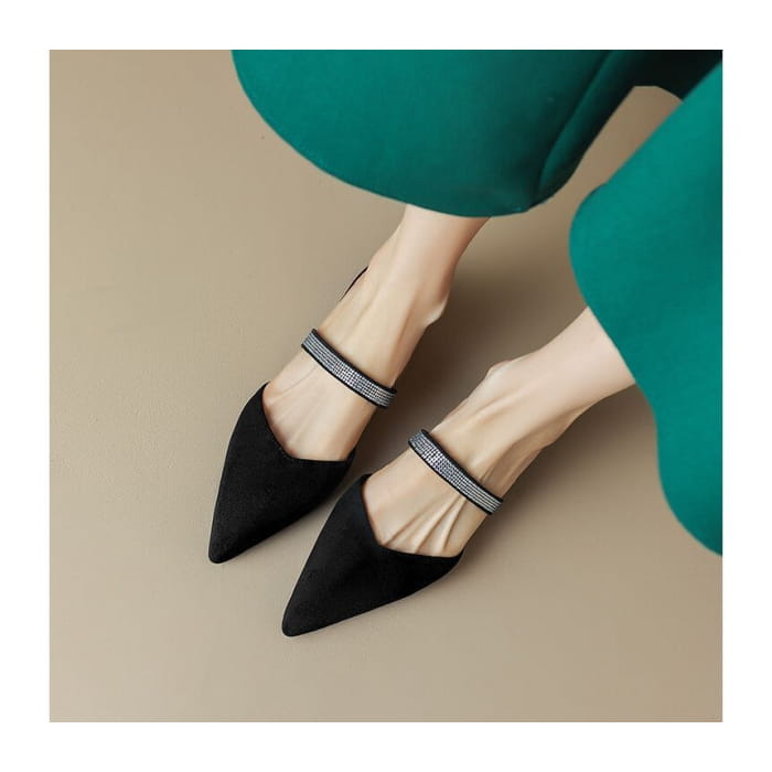 Pointy Rhinestone Mules
