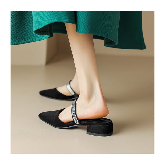 Pointy Rhinestone Mules