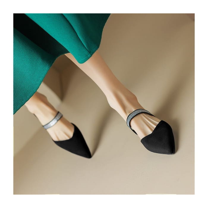 Pointy Rhinestone Mules