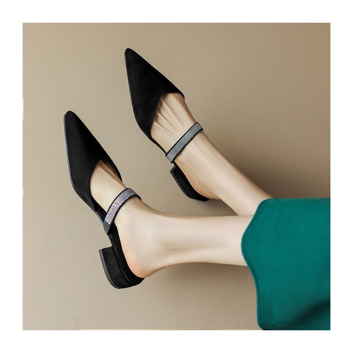 Pointy Rhinestone Mules
