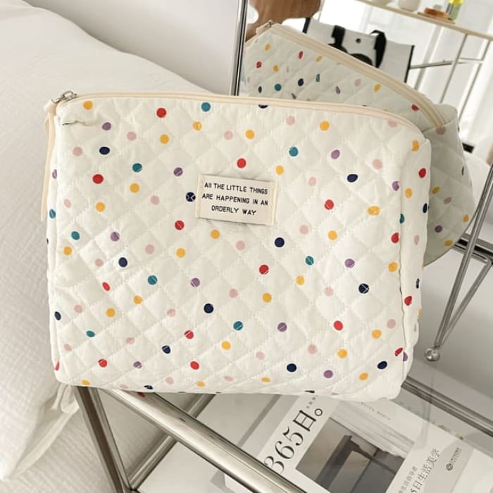 Polka Dot Fabric Makeup Bag / Clutch - Colorful Dots