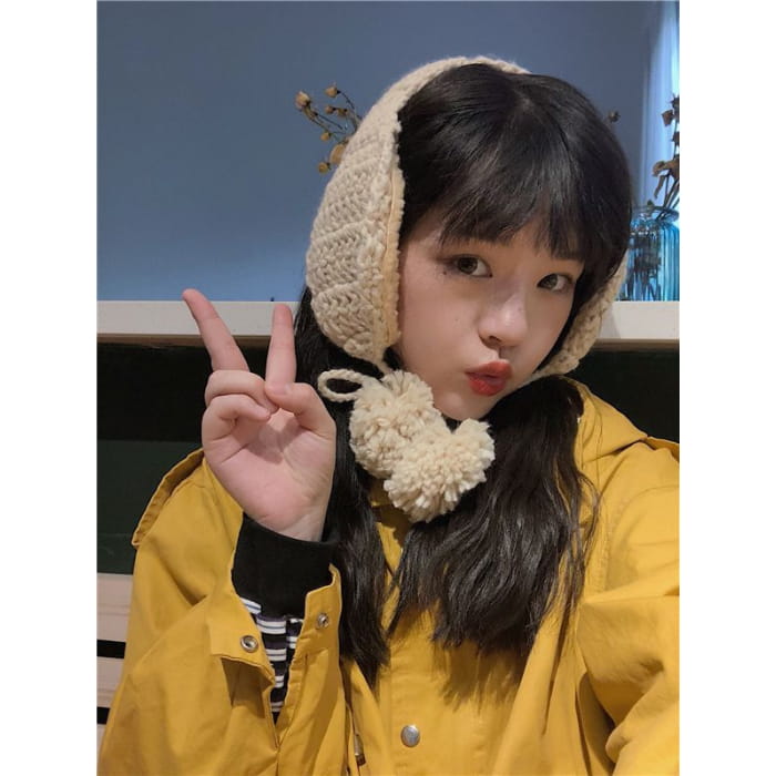 Pom Knit Earmuffs