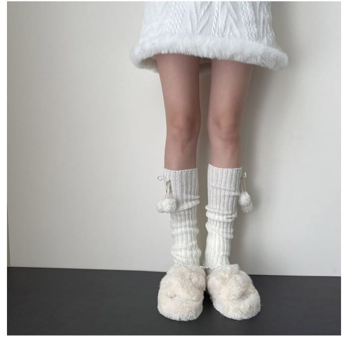 Pom Knit Leg Warmers