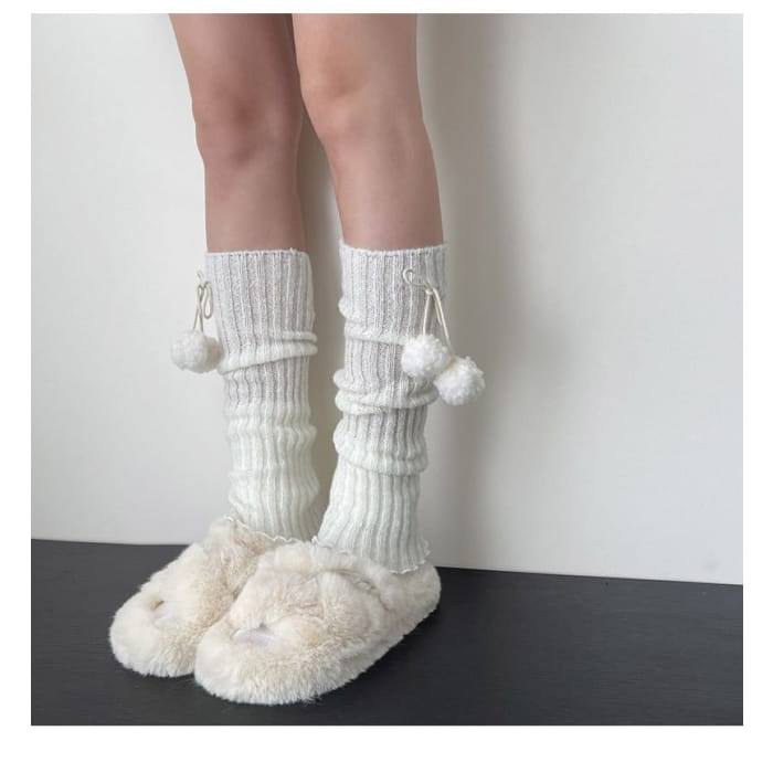Pom Knit Leg Warmers