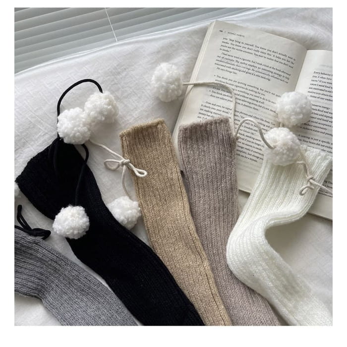 Pom Knit Leg Warmers